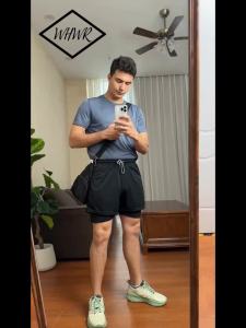 Quần Short Chạy Bộ Nam 2 Trong 1 Thiết Kế Hai Lớp Đồ Thể Thao Tập Gym Tập Luyện Quần Jogger Lưng Giữa Dây Rút Ôm Dáng Chất Liệu Polyester Và Elastane