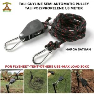 Tali Katrol guyline pulley adjustable untuk Flysheet tenda jemuran panjang 180 cm