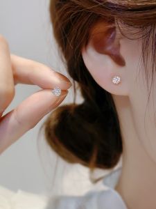Mini Six-Claw Zirconium Ear Studs Womens Pure Silver Sleepwear Jewelry Small Elegant Earrings Fashionable Jewelry Accessories