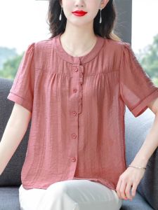 QIAOXIZI | Summer Cotton Linen Loose Mom Shirt