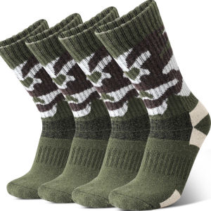 4 Pairs Camouflage Pattern Thick Wool Socks Mens Winter Thermal Crew Socks Tight Knit Sports Socks Outdoor Activities for Gifts