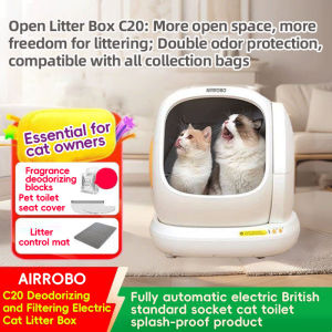 AiRROBO Automatic Cat Litter Machine Large Open Odor-Proof Smart Cat Toilet Electric C20 Removes odors and automatically cleans up cat droppings