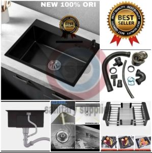 KITCHEN SINK 7540 BLACK LENGKAP KRAN ISAN MODEL BOLZANO/BAK CUCI PIRING HITAM 7545 KOMPLIT/WASTAFEL CUCI PIRING HITAM 2 LUBANG 8245/BAK CUCI PIRING HITAM 2 LUBANG