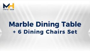 Set Meja Makan MetaHome Marble Dining Table + 6 Chairs Package Set Size 6FT / 7FT Home Furniture Modern Design