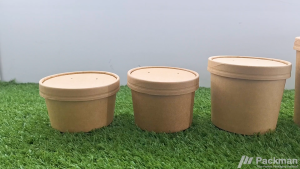 (25pc Pack) Kraft Paper Soup Tub - Soup Bowl with/without lid Ice Cream Cup Takeaway Kraft Paper Container