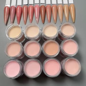 6/12Colors Nail Acrylic Powder Set Nude/Pink/Brown Nails Crystal Powder For Nail Art Tips Extension 3D Carving Dipping Powder FA