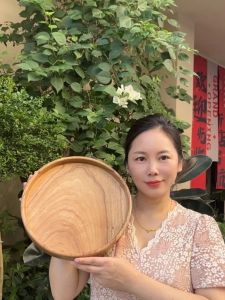 Simplified Chinese Elm Wood Tea Tray Integrated Dry Pounding Tea Storage Simple round Plate Tray Home Use Handmade Wooden Tray