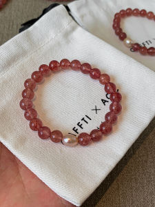 CAFFTI | Natural Freshwater Pink Real Pearl Strawberry Crystal Bracelet