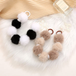 กระเป๋าสตางค์แบบถือได้พร้อมหัวเข็มขัดลูกปัดขนสัตว์สีโดพามีนสำหรับฤดูใบไม้ร่วงและฤดูหนาว จี้โทรศัพท์มือถือ จี้กุญแจ จี้ตกแต่งป้องกันการสูญหาย