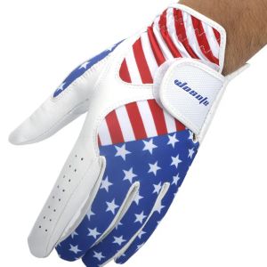 Golf gloves mens left hand Lycra sheepskin wear-resistant breathable non slip single American flag pattern