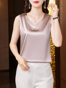 Fancy Elastic Acetate Satin Camisole Womens Clothes Spring/Summer New Arrival Slim Looking Inner Wear Outer Wear Chinese Knot Button Top