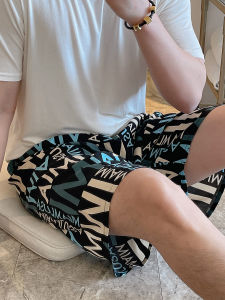 กางเกงนอนผ้าป๊อปปลิ้นสำหรับผู้ชายกางเกงชายหาดใส่ไปริมทะเลในฤดูร้อนกางเกงขาสั้นผ้าป๊อปปลิ้นทรงหลวมแบบลำลองกางเกงใหญ่สำหรับคนอ้วนใส่ออกไปข้างนอกได้สำหรับใส่อยู่บ้าน