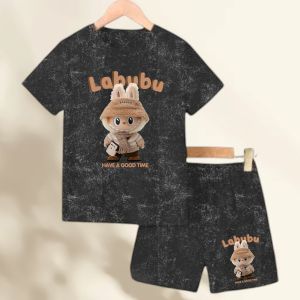 Setelan anak perempuan laki-laki fullprint denim labubu best seller