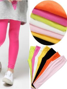 Korean Style Childrens Spring Autumn Long Pants Baby Girls Candy Color Base Layer Pants Modal Thin Nine Points Trousers White