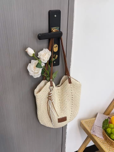 MOUSSON กระเป๋าถือโครเชต์สำหรับผู้หญิง ขนาดใหญ่ สไตล์เรียบง่ายและหลากหลาย