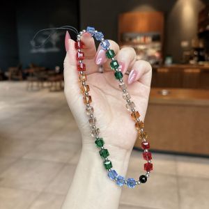 Crystal Beads Womens Mobile Phone Chain Creative Phone Shell Lanyard Hand Bracelet Pendant DIY Lost Proof High-End Feeling Hand Rope Accessories