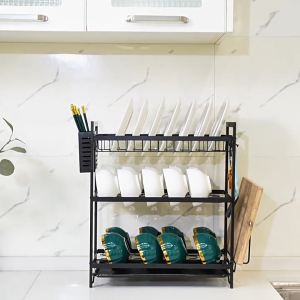 SJorage 🔥2/3-Tier Dish Rack Kitchen Organizer with Drainer Stainless Steel Kitchen Storage Rack