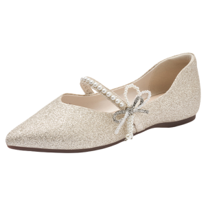 Josiny | Bridal Flat Pointed Soft Sole Mary Jane Shoes