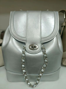 Casual Fashion Oil Wax Leather Chain Single Shoulder Bag Double Shoulder Backpack for Women Student Trendy Bucket Bag Style