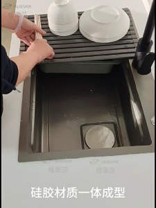 MEIDOO Kitchen Aluminum Grey Drain Rack with Foldable Design