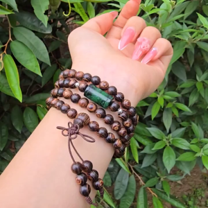 Q1628 Chuỗi 108 hạt Trầm Sánh mix lu thống Cẩm Thạch Sơn Thủy bi bạc thắt dây cát tường  - Phong Thuỷ TUDO