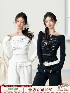 เสื้อยืดแขนยาวสีขาว ELEVEN SLEEP ทรงสลิมฟิต สำหรับผู้หญิง ทรงเข้ารูป สไตล์เกาหลี สำหรับใส่ไปทำงาน ดีไซน์ไหล่เดียว ตัดเย็บจากผ้าคอตตอนผสม