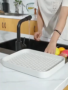 【Blees】พร้อมส่ง ถาดวางแก้ว ที่คว่ำจาน ถาดคว่ำแก้ว มีตะแกรงรองน้ำ มี 4 ขนาด ถาดอเนกประสงค์