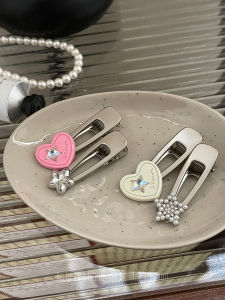 Original Design Pearl Hair Clip Side Duckbill Hair Clamp Bangs Clamp Heart Shaped Rhinestone Hair Accessories for Women