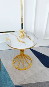 Meja Tamu Minimalis Aesthetic Erina | Meja Ruang Sudut Aesthetic | Meja Bulat Ruang Tamu Aesthetic