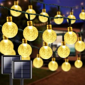 solar led light solar bulb outdoor waterproof String Lights 20/30/50 LED Crystal ball Outdoor Solar Powered String Lights for PatioSolar Garden Lights for Yard Porch Wedding Party Decoration