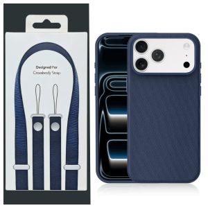 Crossbody Lanyard Woven Neck Strap Leather Case for IPhone 18 Pro Max 17 Pro Anti-loss Strap Wireless Charger Protection Cover