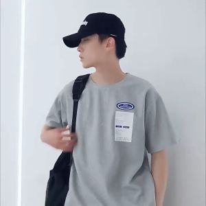 Veidoo Baju T Shirt Lelaki Wear Waffle T-Shirt men couple set tshirt shorts pants men Korean Trend Casual Simple all-match Loose Short Sleeve T-Shirt