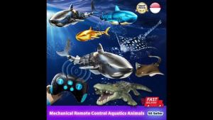 【SG Ready Stock】Kids Mechanical Remote Control Robot Swimming Shark/Sting Ray/Croocodile Aquatics Animal Toy with Cool Lights★RC Waterproof✅Children Chiristmas/Birthday Gift Idea✅