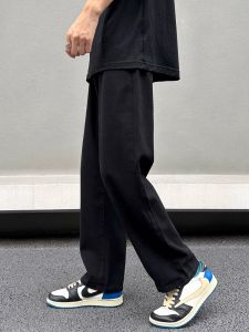 Black Denim Mens Autumn and Winter Loose Straight-leg American Loose Pants High Street Fashionable Easiest for Match Casual Long Pants