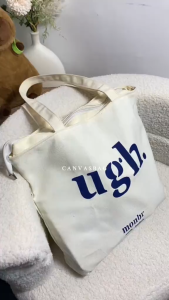 Japanese Simple Large Canvas Ladies Tote Bag with Zipper Printed Bags for Women