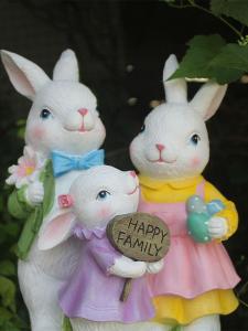 Adorable Cartoon Rabbit Resin Ornament for Balcony Garden Courtyard Decoration Kindergarten Warm Arrangement Display