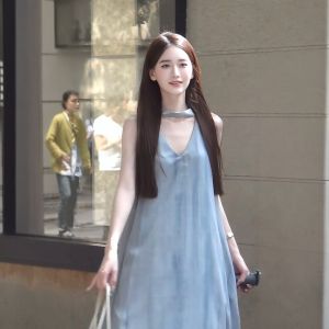 CHANGTONG | Vintage V-Neck Strap Maxi Dress