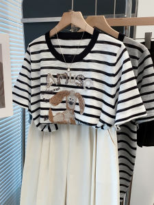 JIANDIYA | Jacquard Striped Knit Top