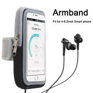 Universal 6\" Sports Running Armband Phone Holder Sweatproof Fitness Gym Cell Phone Case Armbag with Key Holder Wallet Card Slot