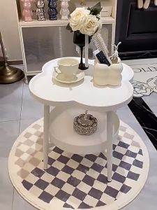 【Timeup】โต๊ะข้างโซฟา2ชั้น โต๊ะข้างในครัวเรือน คลาวด์ เรียบง่าย สองชั้น โต๊ะกลม ตู้ข้างโซฟา