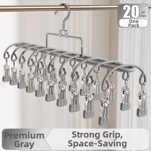 YOULE | Stainless Steel Sock Drying Rack Multiclips Household Student Dorm Windproof Clothes Hanger
