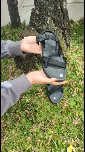 Sandal Pria GIORZ05 Gaya Korea Tali Elastis Bahan Katun Motif Polos Warna Hitam