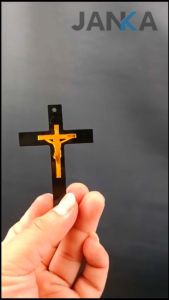 JANKA Gantungan Kunci Salib Tuhan Yesus Akrilik Bening Tebal 2mm Gantungan Tas Souvenir Hadiah Natal Paskah Keychain Aksesoris Rohani