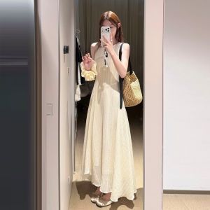 HUAYILING | French Vacation Style Sleeveless New Beautiful Waist Accentuating Long Dress