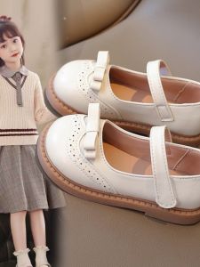 Girls School Shoes Black Performance Soft Bottom Student Princesse Flats Synthetic Leather round Toe All Season UK Style Kids Footwear