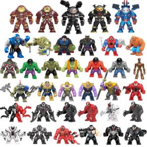 Hot Toys | Marvel Building Blocks Superhero Anti Hulk Mech Thanos Spider Man City Gift Venom Toy Childrens Birthday Gift