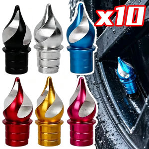 10Pcs Car Tire Valve Caps Aluminum Alloy Pointed Ice Cream Torch Wheel Decor Dust Proof Covers Universal Auto Motorcycle Accessories
