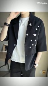 Áo vest áo vest nam tay lửng họa tiết trang trí ngôi sao độc đáo mới lạ mang lại sự trẻ trung năng động - H74