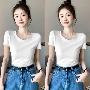 MiiOW | เสื้อยืดคอกลมแขนสั้นผ้าฝ้ายแท้ ทรงเข้ารูป ทรงเข้ารูป เสื้อชั้นในฤดูร้อนใหม่สำหรับผู้หญิง MiiOW Cat Person แฟชั่นลำลอง