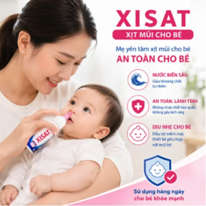 Xịt Mũi Xisat Trẻ Em 75ml Nước Biển Sâu Tự Nhiên - Vệ Sinh Mũi Hằng Ngày Làm Sạch Dịch Nhầy Cho Bé
